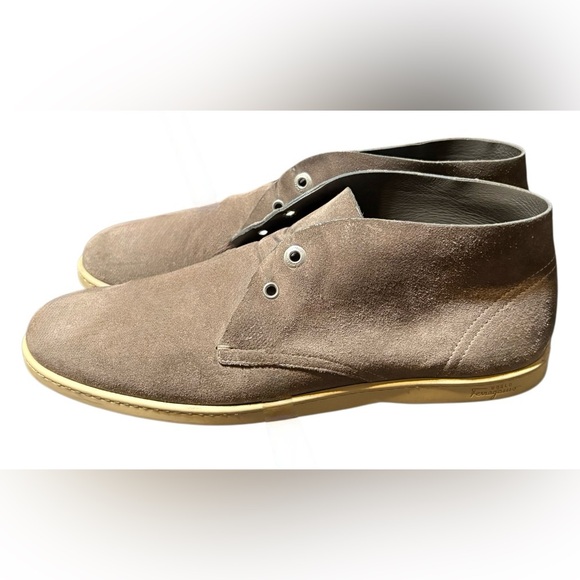Salvador Ferragamo Men's Taupe Suede Chukka Boots - Picture 6 of 7